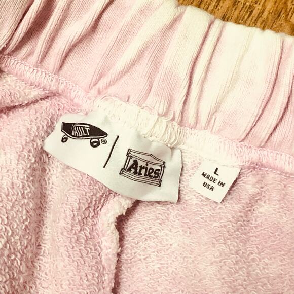 Vans Vault x Aries Pink and White Bleached Acid Wash Fleece Shorts Size Large - Picture 15 of 15
